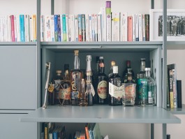 Industrial-style storage object with steel frame and integrated drawers