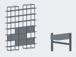 Technical drawing of a custom steel-framed furniture object